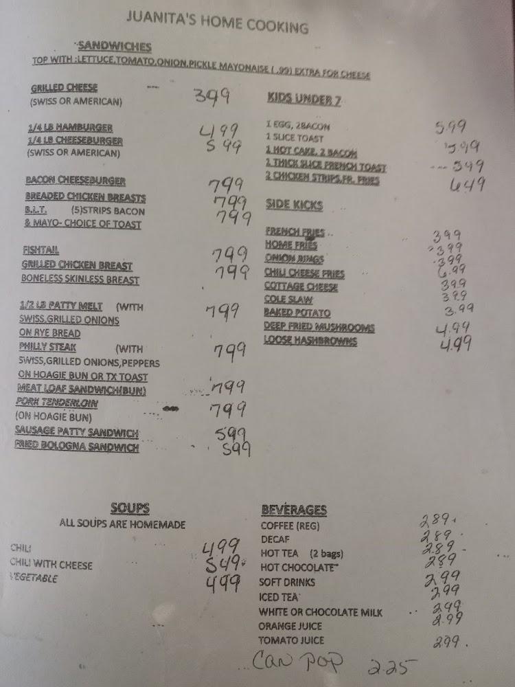 Juanita's Family Restaurant Menu image 1